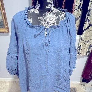 a.n.a Plus Size Blue Peasant Blouse NWT Size 3X